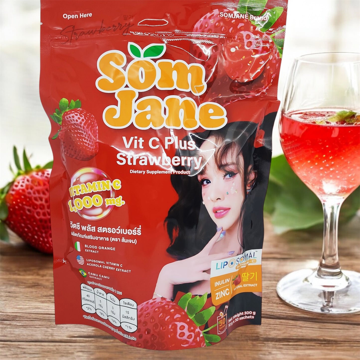 SomJane Strawberry Flavor Vitamin C 30 Sachets